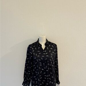 Zara Navy Shirt with White Knot Pattern
